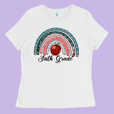 Sixth Grade Rainbow Ladies Tee Designed By Ranaportraitstore