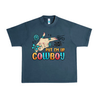 Midnight Navy western turquoise put em up cowboy Urban Heavy Tee - MaliasSmallBusiness