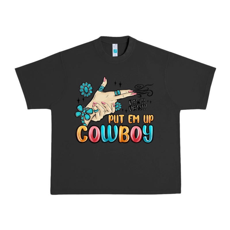 Western Turquoise Put Em Up Cowboy Urban Heavy Tee by MaliasSmallBusiness | Teevron