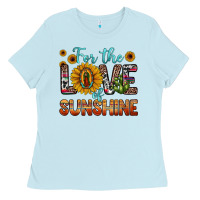 Baby Blue for the love of sunshine sunflower our lady of guadalupe Ladies Tee - JahusDesignShop