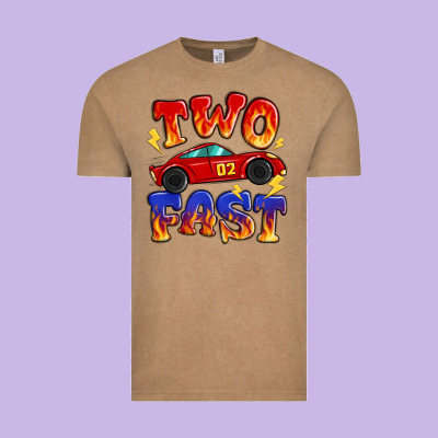 Two Fast Boys Birthday Racing Car Vintage Tee Designed By Maliassmallbusiness