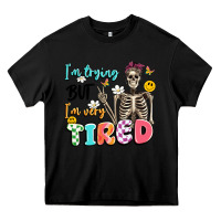 Black im trying but im very tired Heavy Core Tee - Artiststas