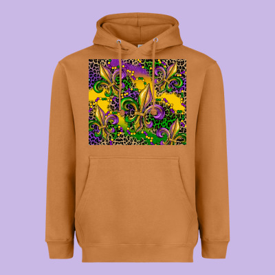 Mardi Gras Fleur De Lis Heavyweight Hoodie Designed By Cowgirlartshop