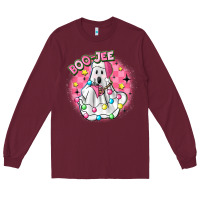 Burgundy boo jee pink christmas ghost Long Sleeve Tee - MaliasSmallBusiness
