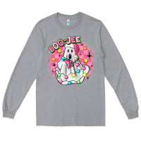 Heather Grey boo jee pink christmas ghost Long Sleeve Tee - MaliasSmallBusiness