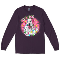 Plum boo jee pink christmas ghost Long Sleeve Tee - MaliasSmallBusiness
