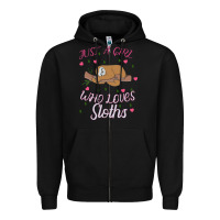 Black Just A Girl Who Lowes Sloths Zipper Hoodie - Bettercallsaul