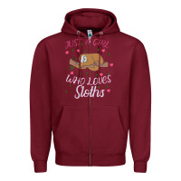 Burgundy Just A Girl Who Lowes Sloths Zipper Hoodie - Bettercallsaul