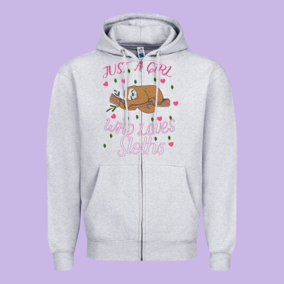 Just A Girl Who Lowes Sloths Zipper Hoodie Designed By Bettercallsaul