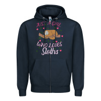 Navy Just A Girl Who Lowes Sloths Zipper Hoodie - Bettercallsaul