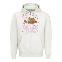 Oatmeal Heather Just A Girl Who Lowes Sloths Zipper Hoodie - Bettercallsaul