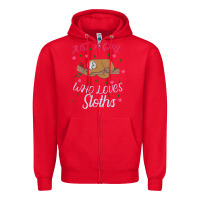 Red Just A Girl Who Lowes Sloths Zipper Hoodie - Bettercallsaul