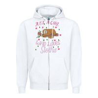 White Just A Girl Who Lowes Sloths Zipper Hoodie - Bettercallsaul