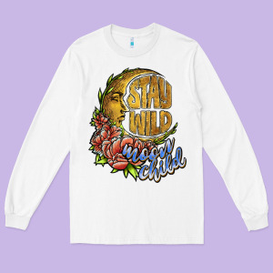 Stay Wild Moon Child Long Sleeve Tee Designed By Jahusdesignshop