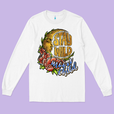 Stay Wild Moon Child Long Sleeve Tee Designed By Jahusdesignshop