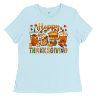 Baby Blue western happy thanksgiving bbs Ladies Tee - BundleAndBundleShop