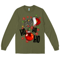 Army Green Ho ho ho skeleton Long Sleeve Tee - NancyCooperArtShop