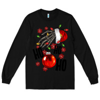 Black Ho ho ho skeleton Long Sleeve Tee - NancyCooperArtShop