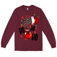 Burgundy Ho ho ho skeleton Long Sleeve Tee - NancyCooperArtShop