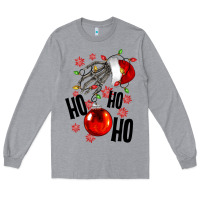 Heather Grey Ho ho ho skeleton Long Sleeve Tee - NancyCooperArtShop