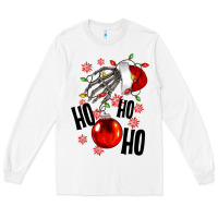 White Ho ho ho skeleton Long Sleeve Tee - NancyCooperArtShop