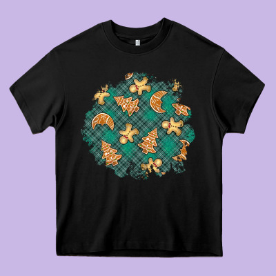 Christmas Gingerbread Cookies Patch Heavy Core Tee Designed By Bundleandbundleshop