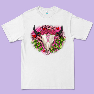 Bull Skull Cactus Valentines Premium Tee Designed By Jahusdesignshop