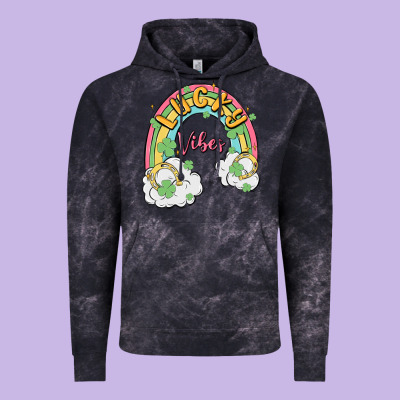 Lucky Vibes Vintage Hoodie Designed By Maliassmallbusiness