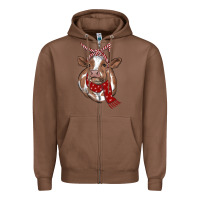 Chestnut christmas scarf heifer Zipper Hoodie - RanaPortraitStore