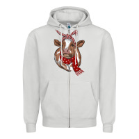 Dove Grey christmas scarf heifer Zipper Hoodie - RanaPortraitStore