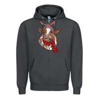 Smoke christmas scarf heifer Zipper Hoodie - RanaPortraitStore