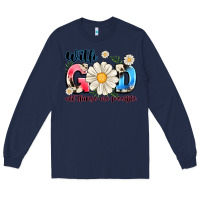 Navy With God All Things Are Possible Long Sleeve Tee - MaliasSmallBusiness