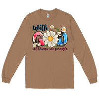 Toasted Coconut With God All Things Are Possible Long Sleeve Tee - MaliasSmallBusiness