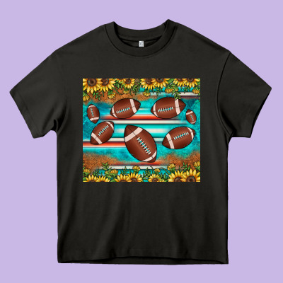 Football Turquoise Sunflower Heavy Core Tee Designed By Jahusdesignshop