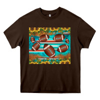 Chocolate Brown football turquoise sunflower Heavy Core Tee - JahusDesignShop