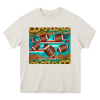 Cream football turquoise sunflower Heavy Core Tee - JahusDesignShop