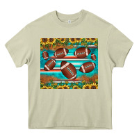 Mossy football turquoise sunflower Heavy Core Tee - JahusDesignShop
