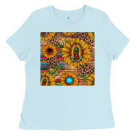 Our Lady Of Guadalupe Sunflower  Seamless Pattern Ladies Tee | Teevron