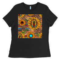 Black our lady of guadalupe sunflower  seamless pattern Ladies Tee - JahusDesignShop