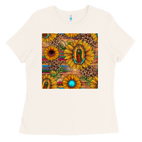Bone our lady of guadalupe sunflower  seamless pattern Ladies Tee - JahusDesignShop