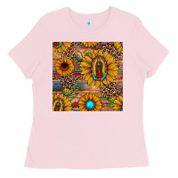 Bubblegum Pink our lady of guadalupe sunflower  seamless pattern Ladies Tee - JahusDesignShop