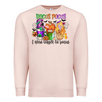 Pale Pink hocus pocus i need coffee to focus Premium Sweatshirt - CowGirlArtShop