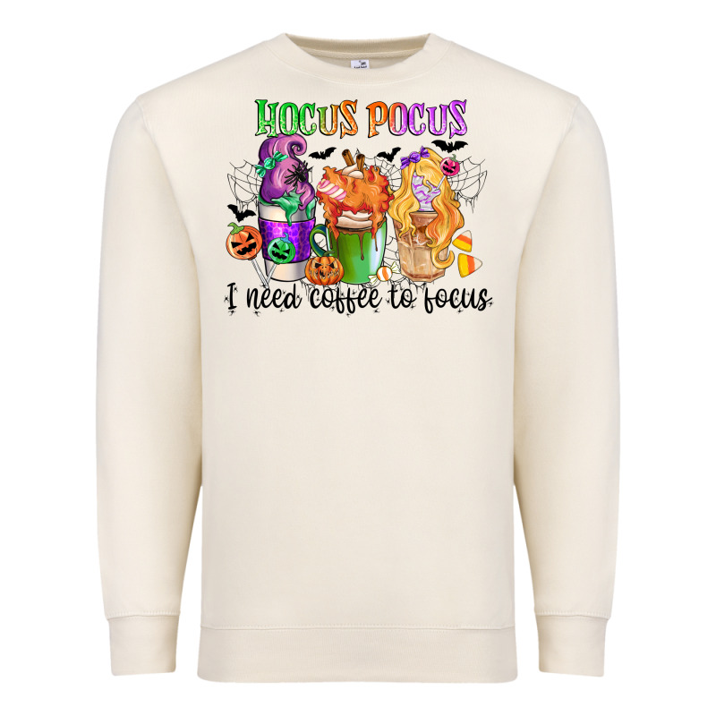 Hocus Pocus I Need Coffee To Focus Premium Sweatshirt by CowGirlArtShop | Teevron