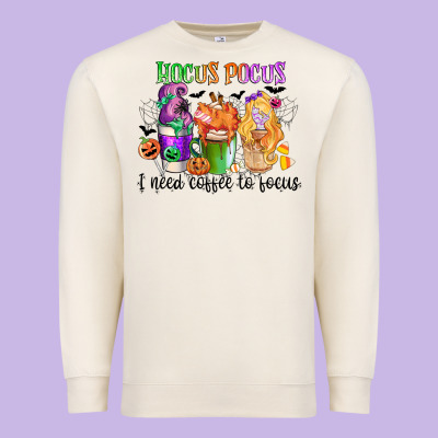 Hocus Pocus I Need Coffee To Focus Premium Sweatshirt Designed By Cowgirlartshop