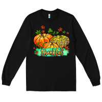 Black thankful pumpkins with glitter Long Sleeve Tee - MaliasSmallBusiness