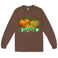 Chestnut thankful pumpkins with glitter Long Sleeve Tee - MaliasSmallBusiness