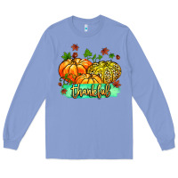 Colony Blue thankful pumpkins with glitter Long Sleeve Tee - MaliasSmallBusiness