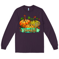 Plum thankful pumpkins with glitter Long Sleeve Tee - MaliasSmallBusiness