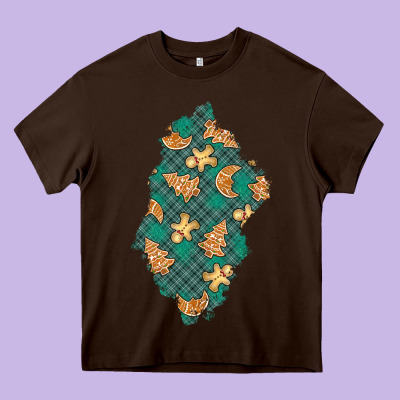Christmas Gingerbread Cookies Patch Heavy Core Tee Designed By Bundleandbundleshop