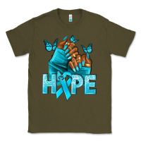 Army Green Hope teal ribbon Ovarian Cancer nails Classic Tee - NancyCooperArtShop